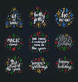 set of new year hand lettering on black background vector image vector image