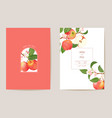 wedding apple floral card exotic fruits vector image vector image