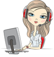 beautiful young girl phone operato vector image
