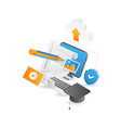 flat isometric 3d cloud based online school data vector image vector image
