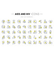 set line icons aids and hiv vector image vector image