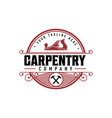 vintage logo for wood workingcarpentry logo vector image