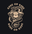 black and white a snake with motorcycle engine vector image