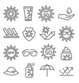 sun protection line icons on white background vector image