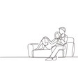continuous one line drawing happy man woman vector image