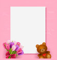 background with tulips and bear vector image