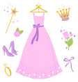 beautiful pink princess dress vector image vector image