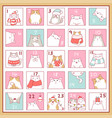 christmas advent calendar with cute cartoon cats vector image