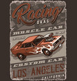 custom cars drag racing colorful poster vector image vector image