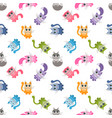 seamless pattern with cute colorful cartoon cats vector image vector image