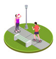 running people in park concept vector image