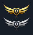 wings shield letter q logo template vector image