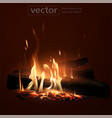 burning fire in the fireplace firewood coals vector image vector image
