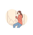 positive girl dreaming and watching landscape vector image