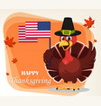 thanksgiving greeting card with a turkey bird vector image