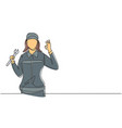 continuous one line drawing female mechanic vector image