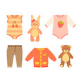 baby clothes and set of toys vector image