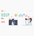 voip technology voice over ip telecommunication vector image vector image