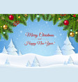 christmas fir tree and border vector image vector image