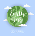earth globe with clouds happy day lettering vector image vector image