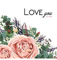 floral card design with rose flower leaves herbs vector image vector image