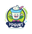 fruit yogurt on cup logo cute mascot ice cream vector image vector image