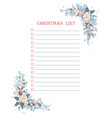 christmas to do checklist with floral corner frame vector image vector image