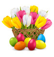 easter concept with wicker vase vector image vector image