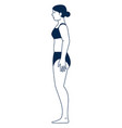 female body side view woman stand in underwear vector image