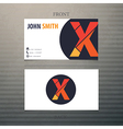 business card template letter x vector image vector image