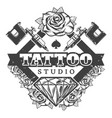 vintage tattoo salon logotype template vector image