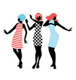 elegant silhouettes of three girls wearing vector image vector image