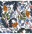 seamless pattern with flowers in art deco style vector image