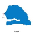 detailed map of senegal and capital city dakar vector image
