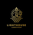 vintage lighthouse beacon on coastal beach logo vector image vector image