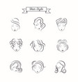 beauty hair face woman silhouette vector image