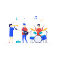 children playing music - flat design style vector image