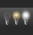 on off light bulb realistic retro incandescent vector image