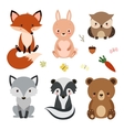 set of cute woodland animals isolated on white vector image