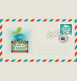 postal envelope with on travel theme vector image vector image