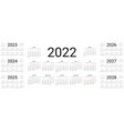 spanish calendar 2022 2023 2024 2025 2026 2027 vector image