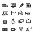journalism and broadcasting black icons set vector image