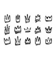set of hand drawn doodles crowns vector image