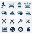 auto service and repair flat icon set vector image