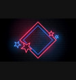 red and blue neon frame with stars vector image