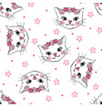 seamless pattern with cute cats isolated on white vector image