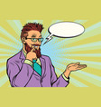 smiling bearded hipster promoter gesture vector image