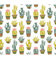 cactus hand-drawn seamless pattern grunge vector image