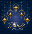 happy diwali festival card gold indian diya candle vector image vector image