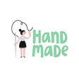 handmade logo with a girl vector image